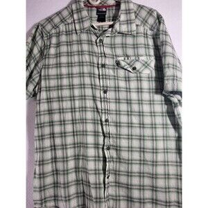 The North Face Mens Button Up Shirt Green Plaid XL Lightweight Breathable